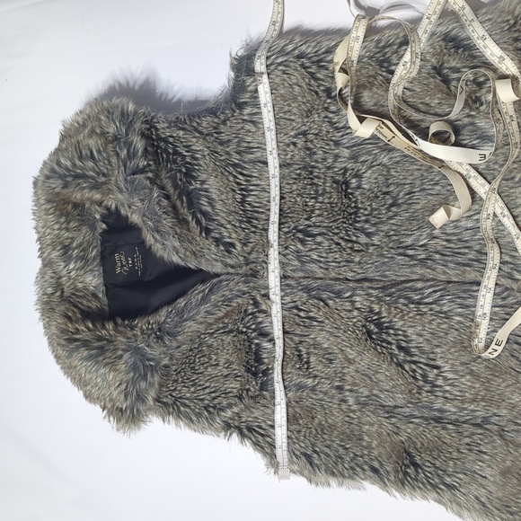 ZARA Warm Wear TRF Women's Vest Faux Fur Brown Grey Layering Sleeveless Medium - Picture 6 of 14